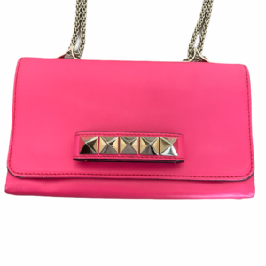 Pre Owned Valentino Neon Pink Chain Shoulder Bag