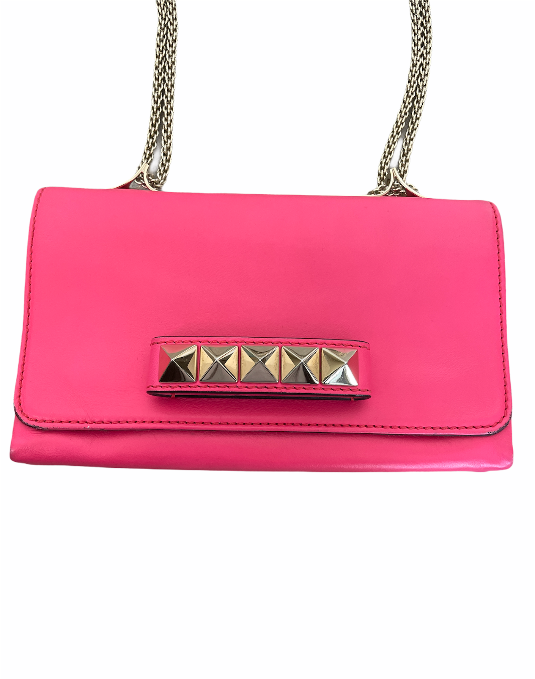 Owned Valentino Neon Pink Va Va Voom Chain Shoulder Bag
