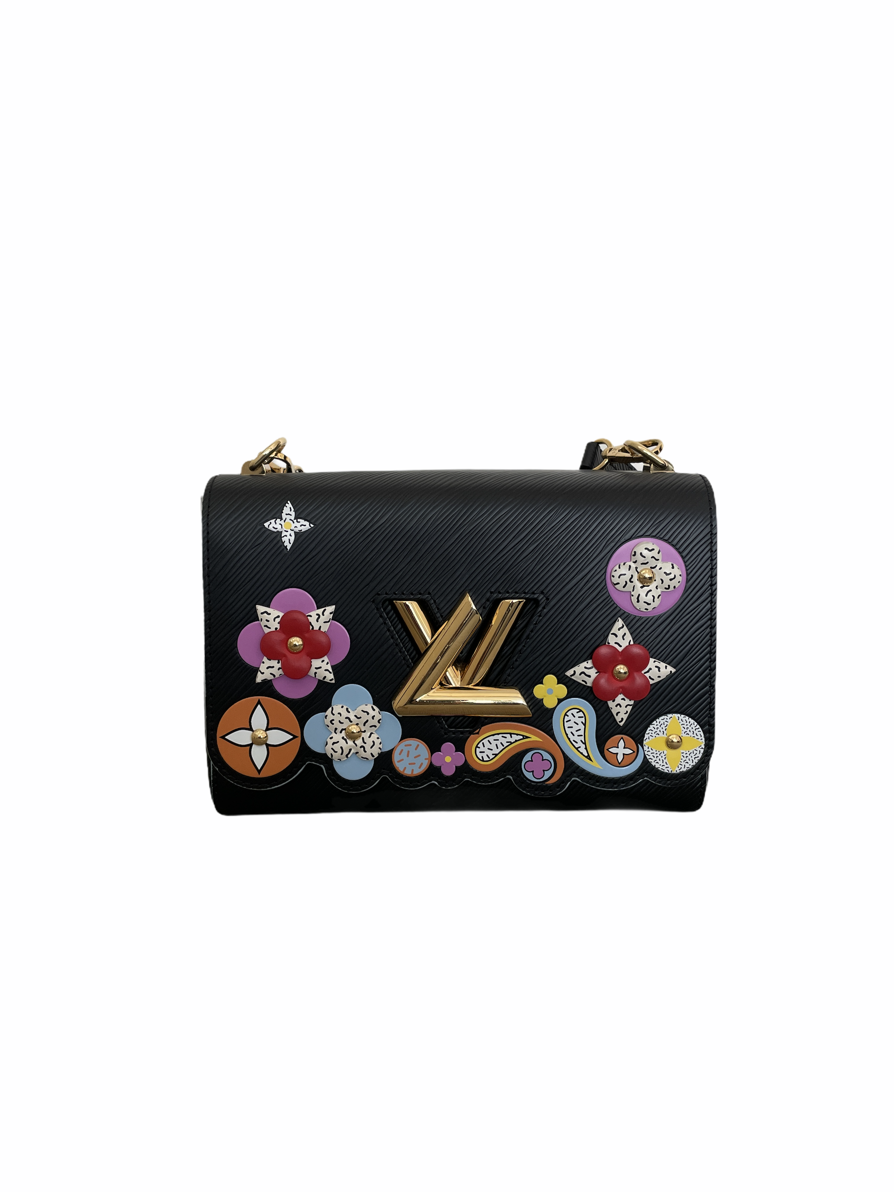 Louis Vuitton Twist Mm Black Epi Leather With Flower