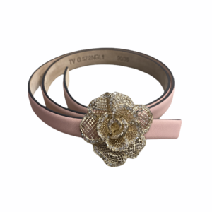 Pre Loved / Pre Owned Valentino Metallic Pink Flower Buckle Belt