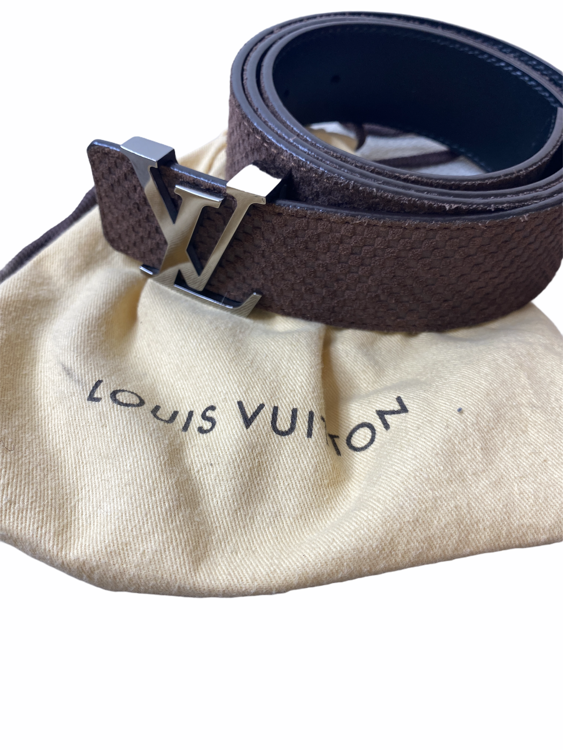 Signature leather belt Louis Vuitton Grey size 100 cm in Leather - 29676145