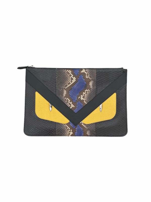 Pre Owned / Pre Loved Fendi Monster Flat Pouch Python
