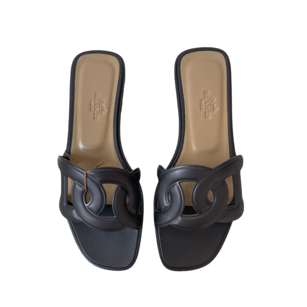 Hermes Black calfskin sandals