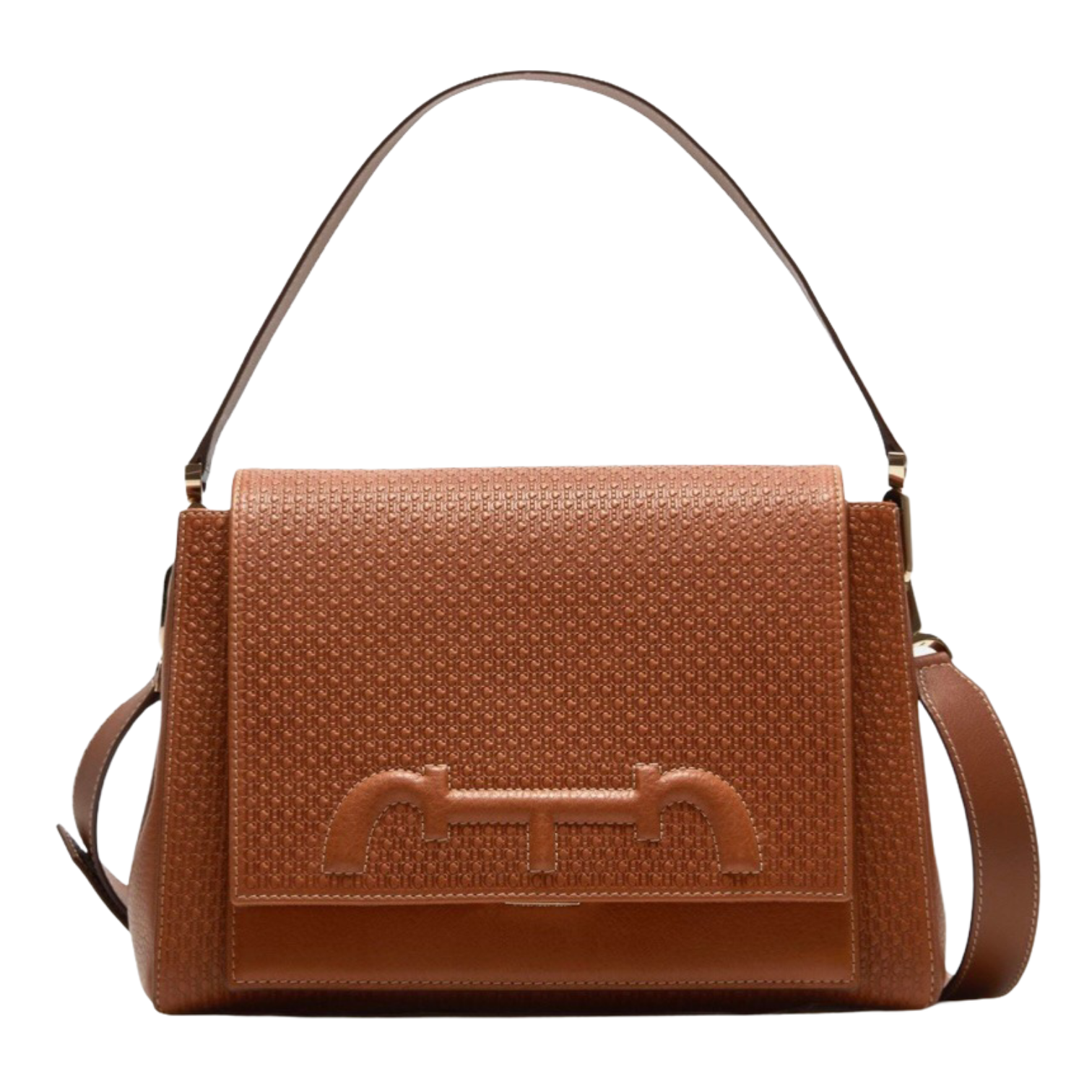 CH Carolina Herrera Tan Embossed Leather Doma Insignia Satchel - The Luxury  Flavor