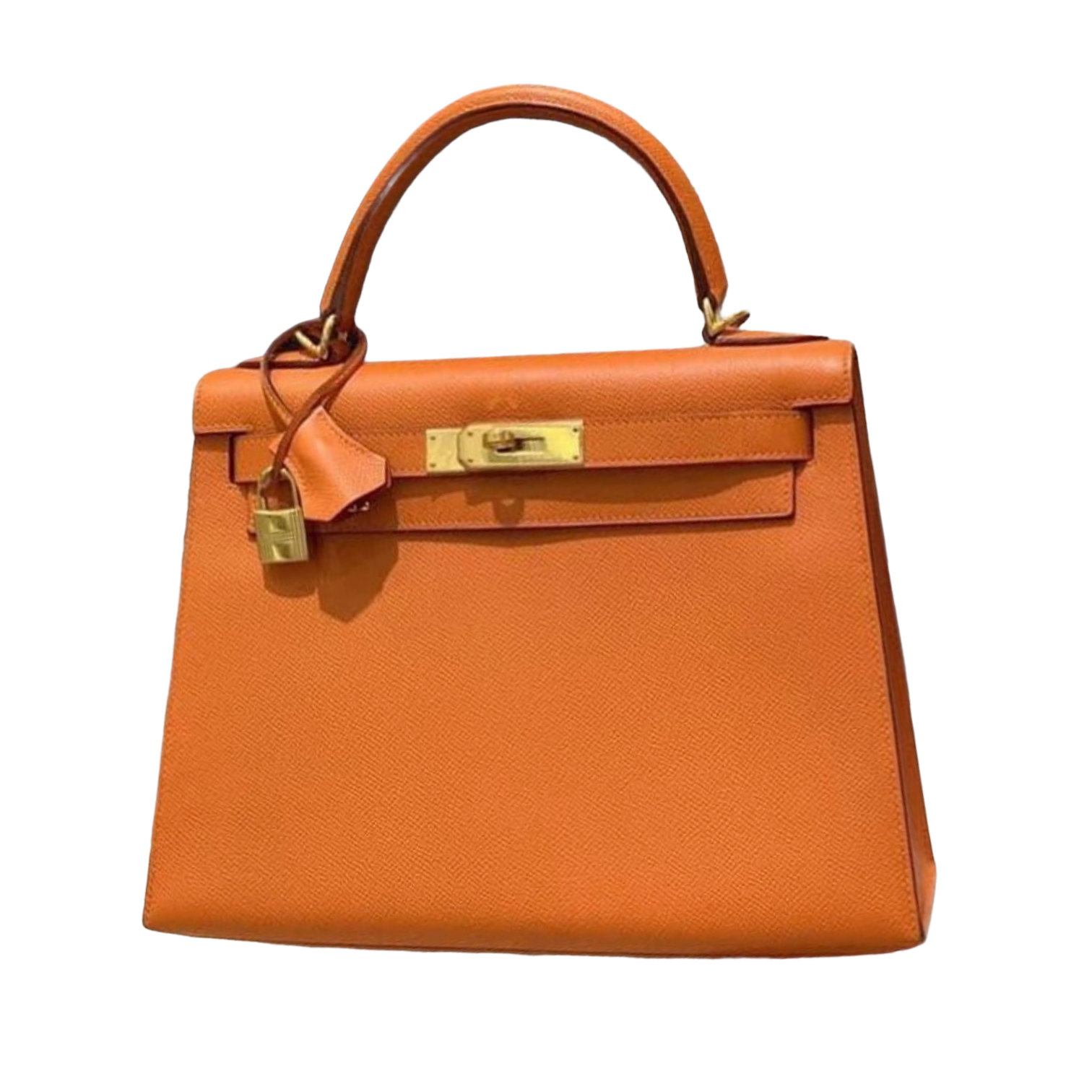 Pre Used Hermes Kelly 28 Sellier Orange Epsom Ghw Handbag