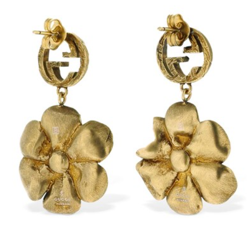 Pre Loved GUCCI GG Interlocking Floral Pendant earrings