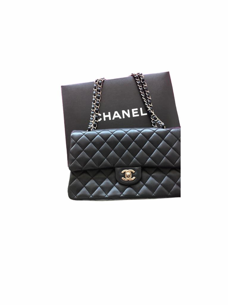 Pre Owned Chanel Medium Black Lambskin Bag | Shop Online