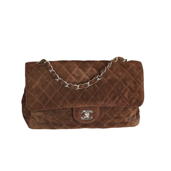 Chanel Brown Suede Single Flap Shoulder Bag