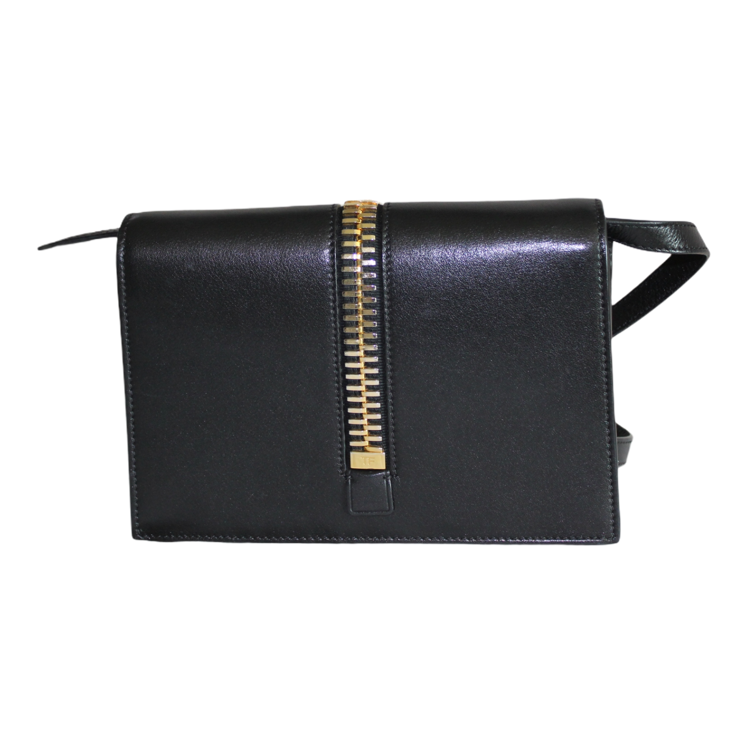 Pre Loved Tom Ford Black Leather Sedgwick Zip Clutch