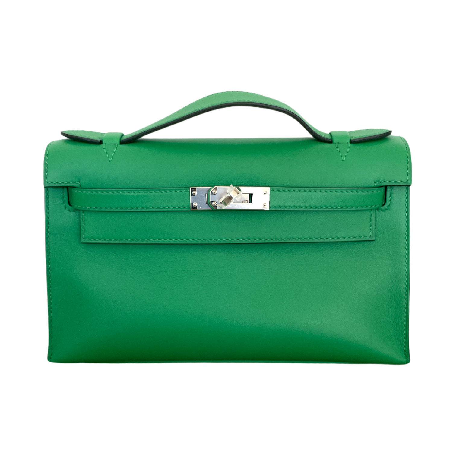 Hermes Kelly Pochette Green Bamboo Swift Phw