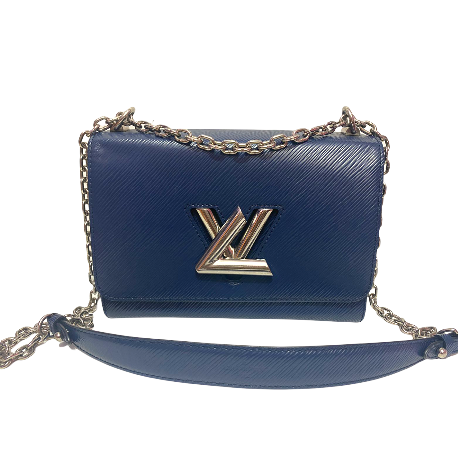 Louis Vuitton Twist Handbag Epi Leather with Iridescent Hardware MM Blue  4597012