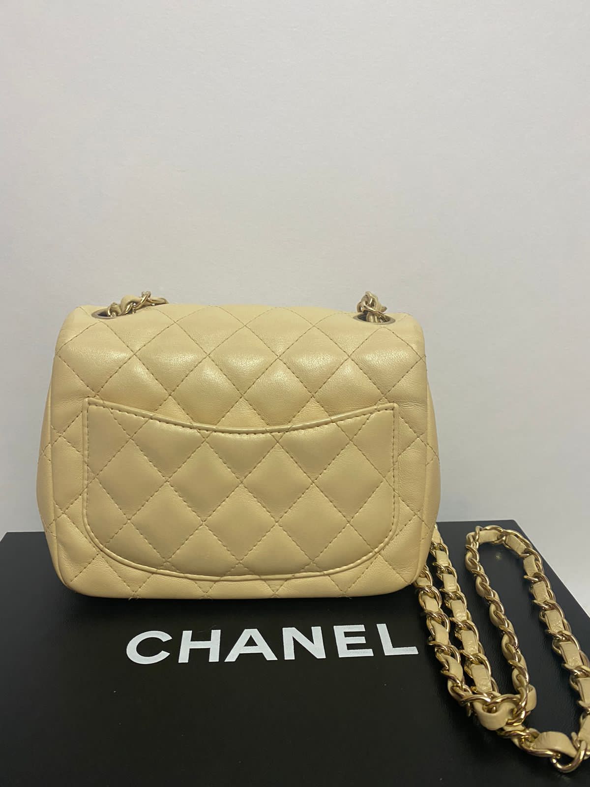 Chanel beige mini square 18s collection Leather ref142655  Joli Closet