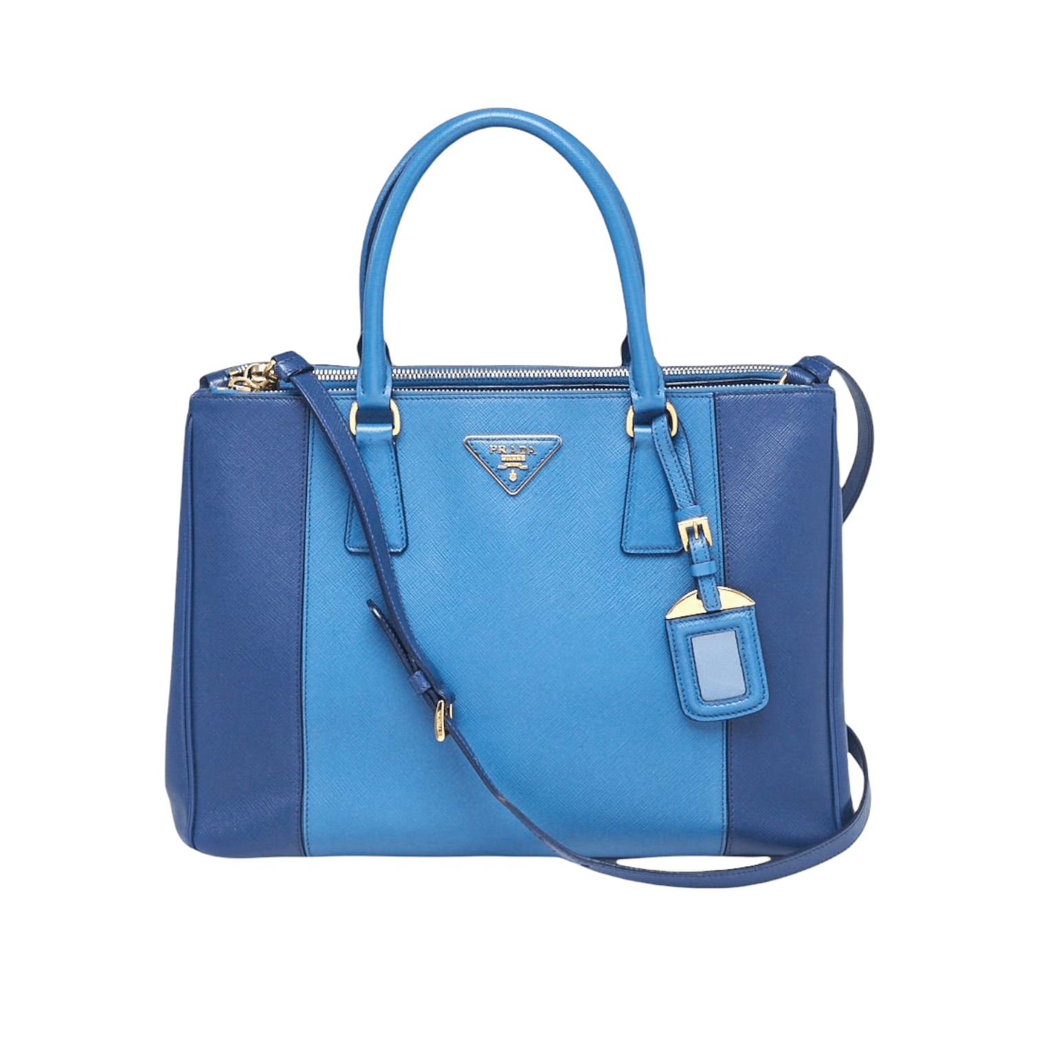 Prada Blue Saffiano Leather Double Zip Crossbody Bag - The Luxury Flavor