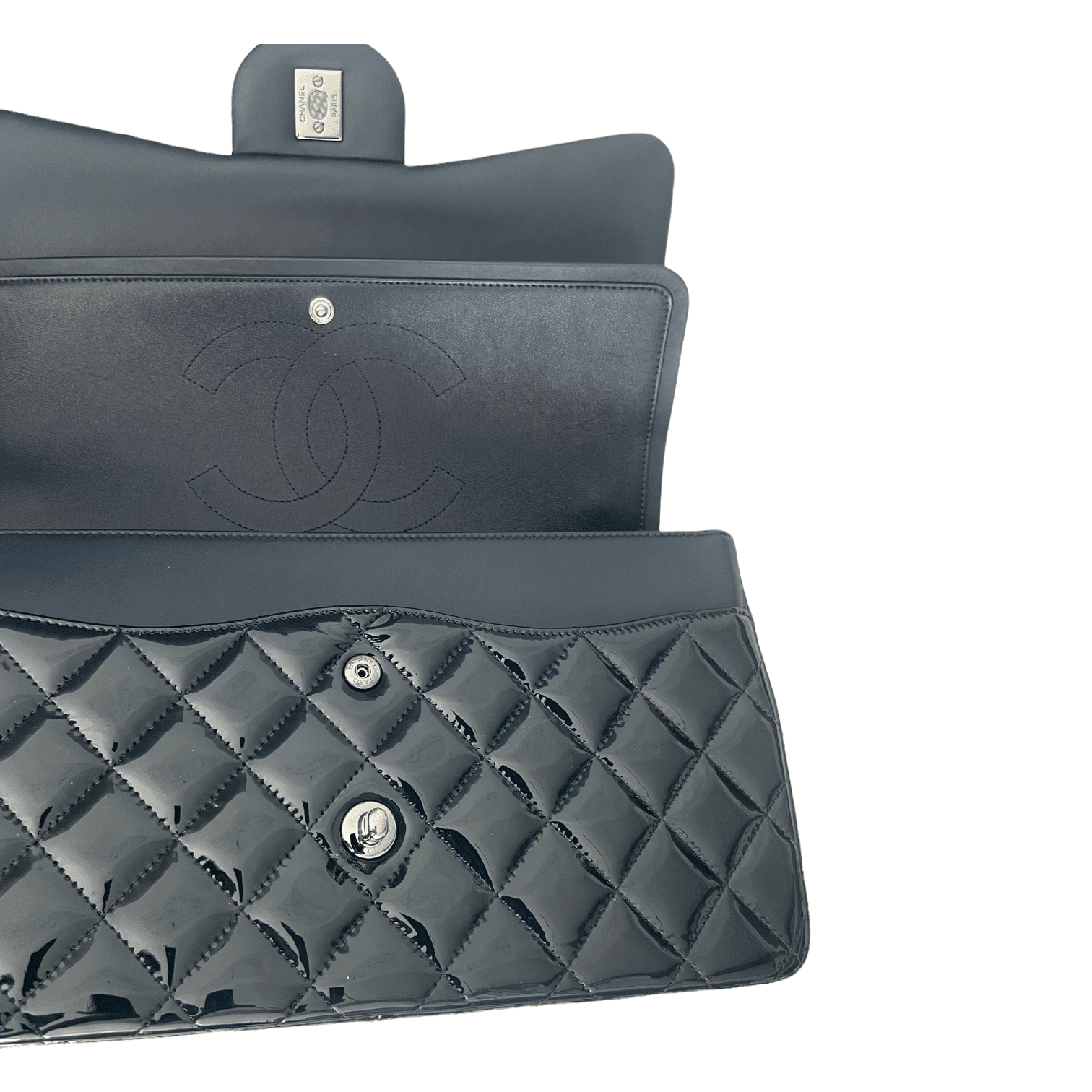 Chanel Blue Patent Leather Quilted Jumbo Classic Single Flap Bag - The  Luxury Flavor