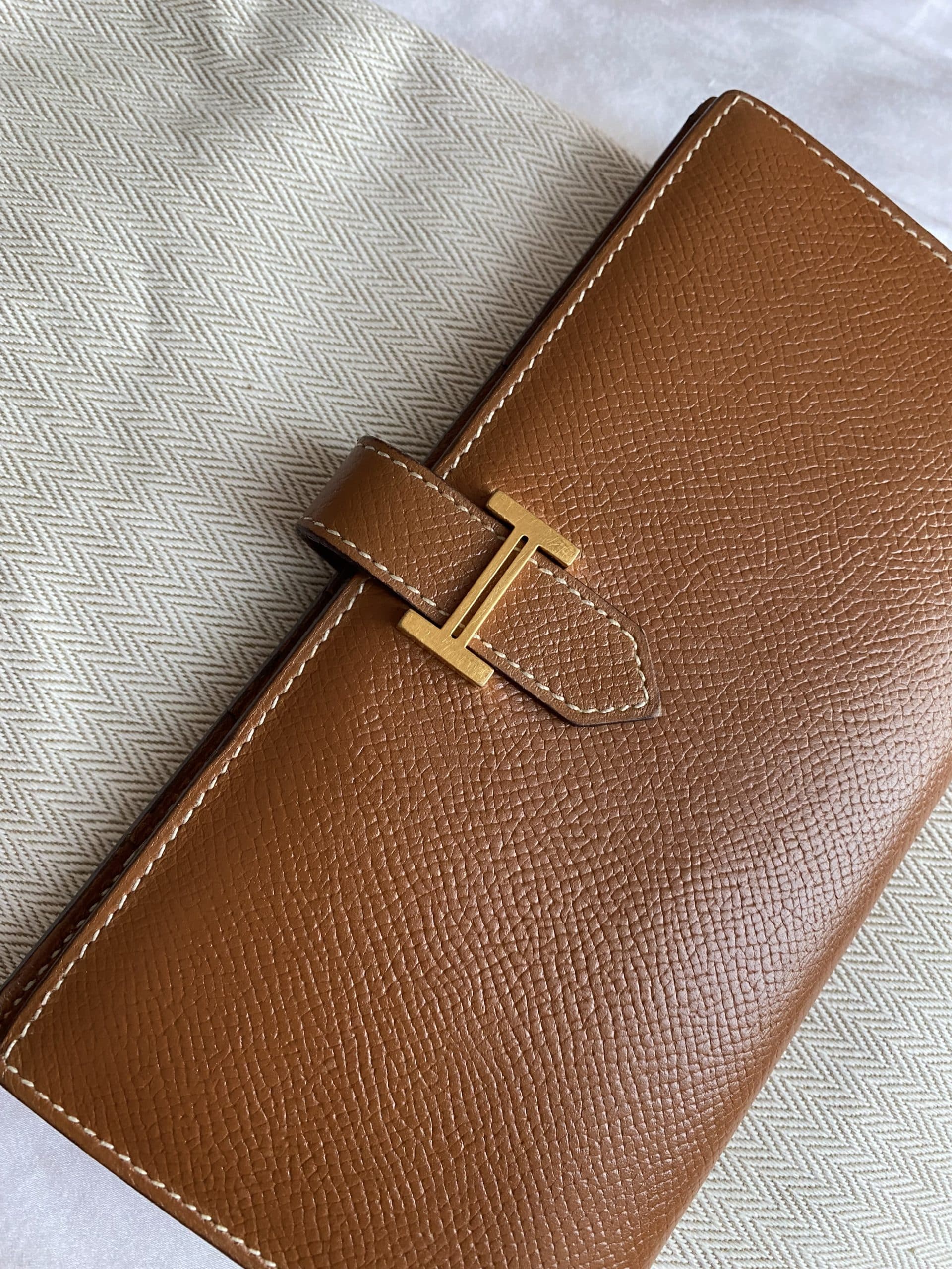 Hermes Bearn Wallet Epsom Leather Gold Hardware In Black