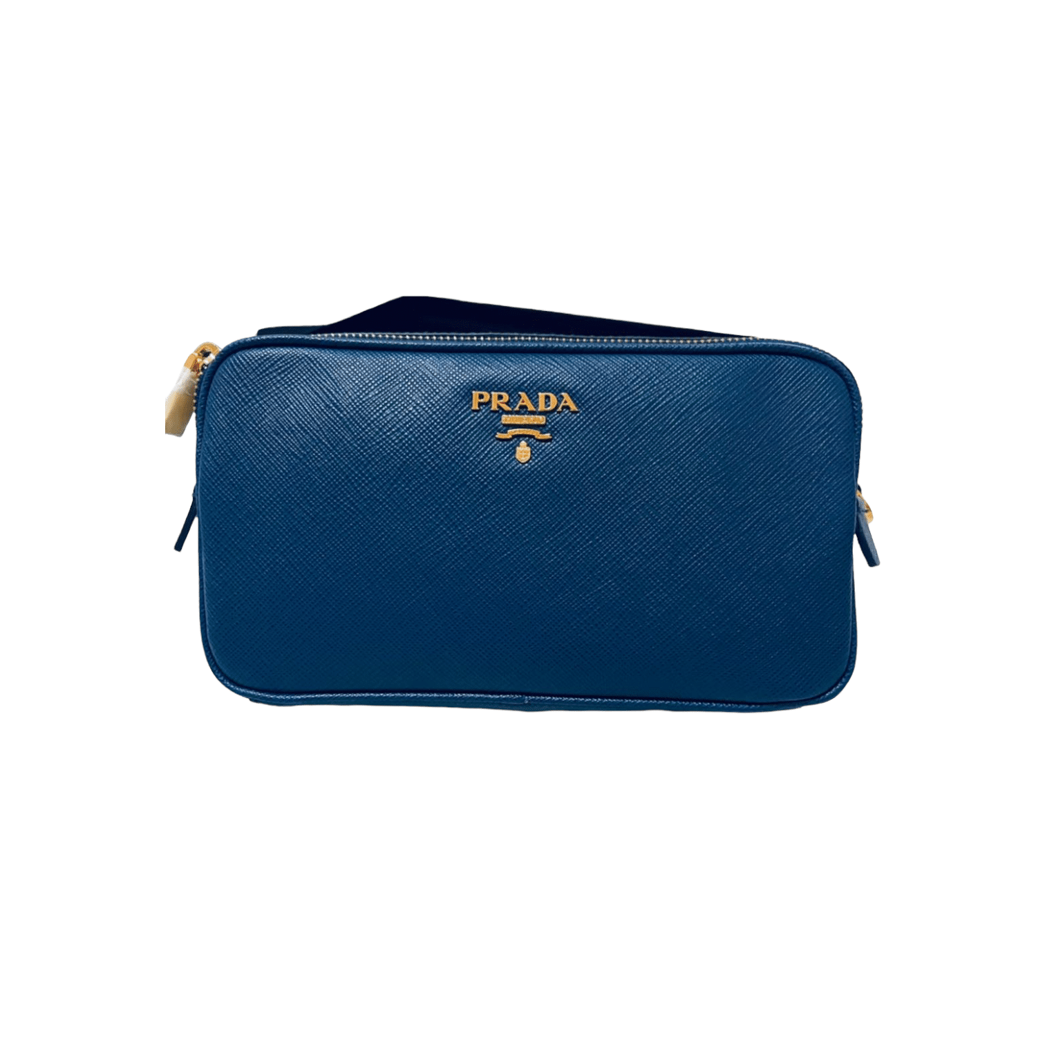 Prada Blue Saffiano Leather Double Zip Crossbody Bag - The Luxury Flavor