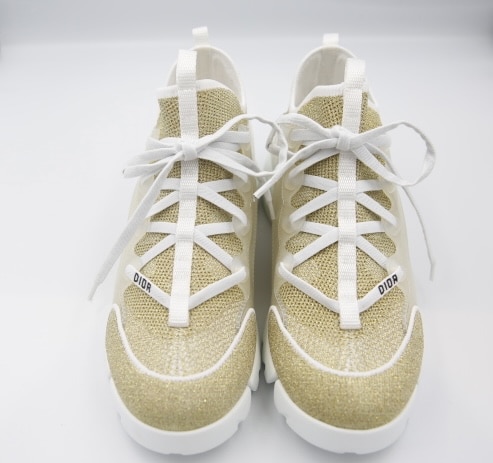 DIOR D-Connect Sneaker Gold-Tone Laminated Mesh - The Luxury Flavor