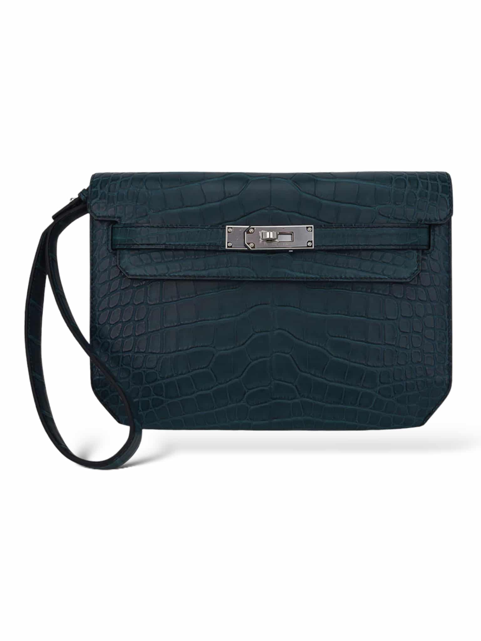 Hermes Kelly Depeche Croco Vert Rousseau PHW | The Luxury Flavor