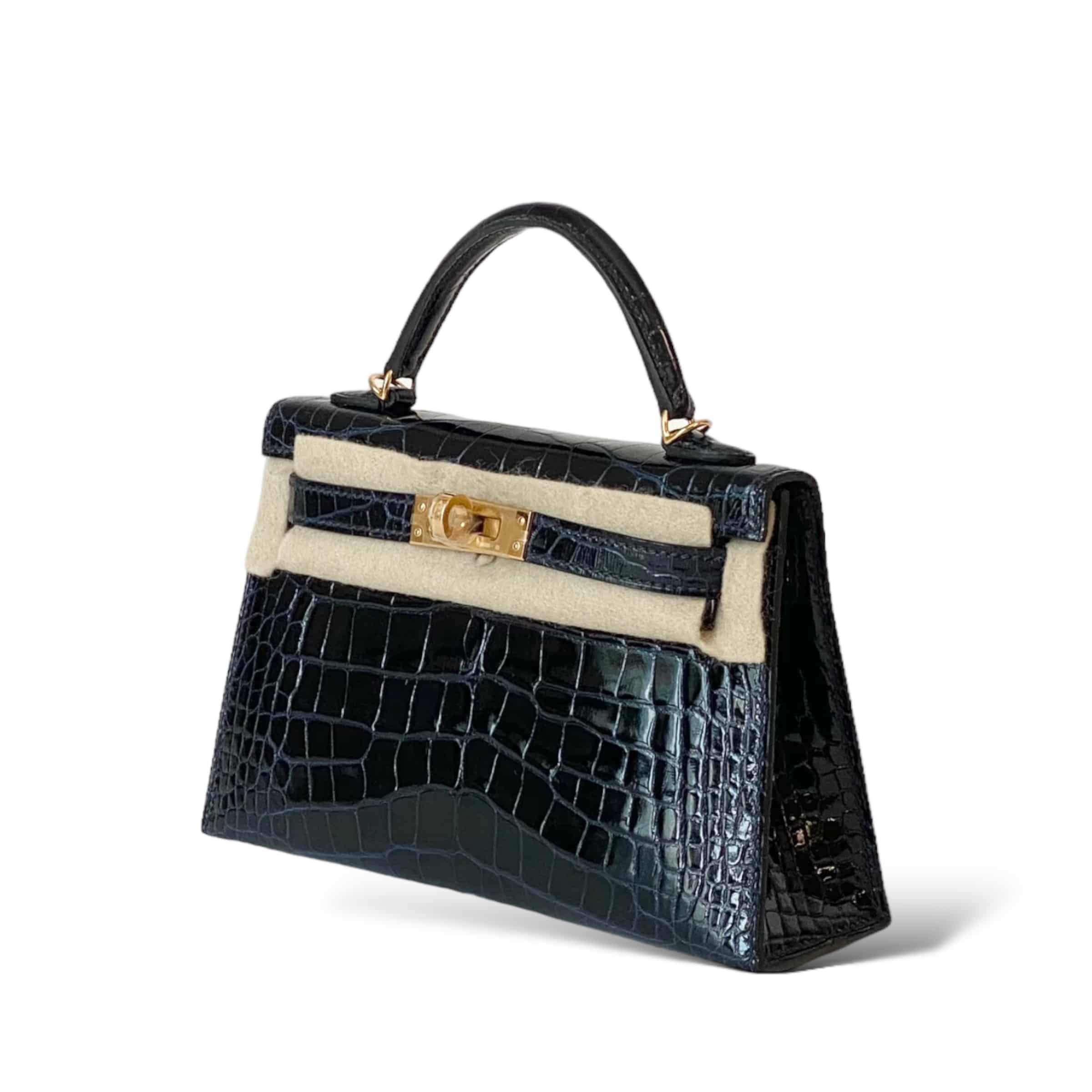 Hermes Kelly Mini Croco Black GHW - The Luxury Flavor