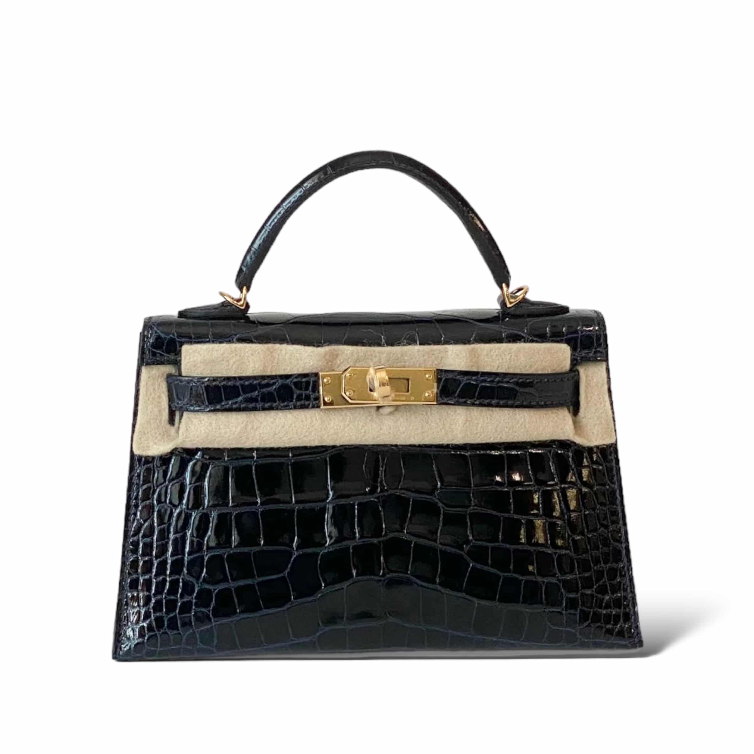 Hermes Kelly Mini Croco Black GHW - The Luxury Flavor