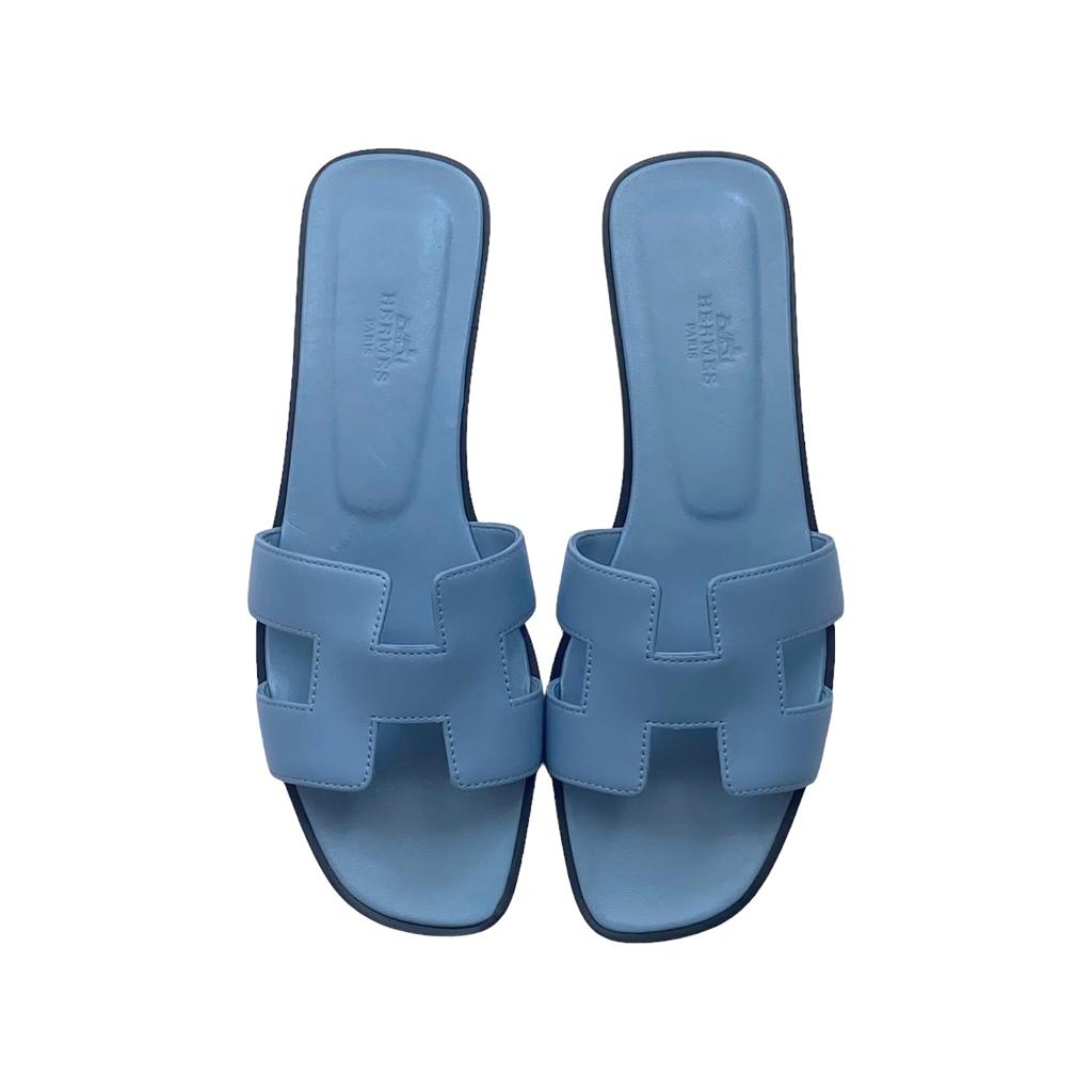 Hermes Oran 39 EU Bleu Dorset Sandals | The Luxury Flavor