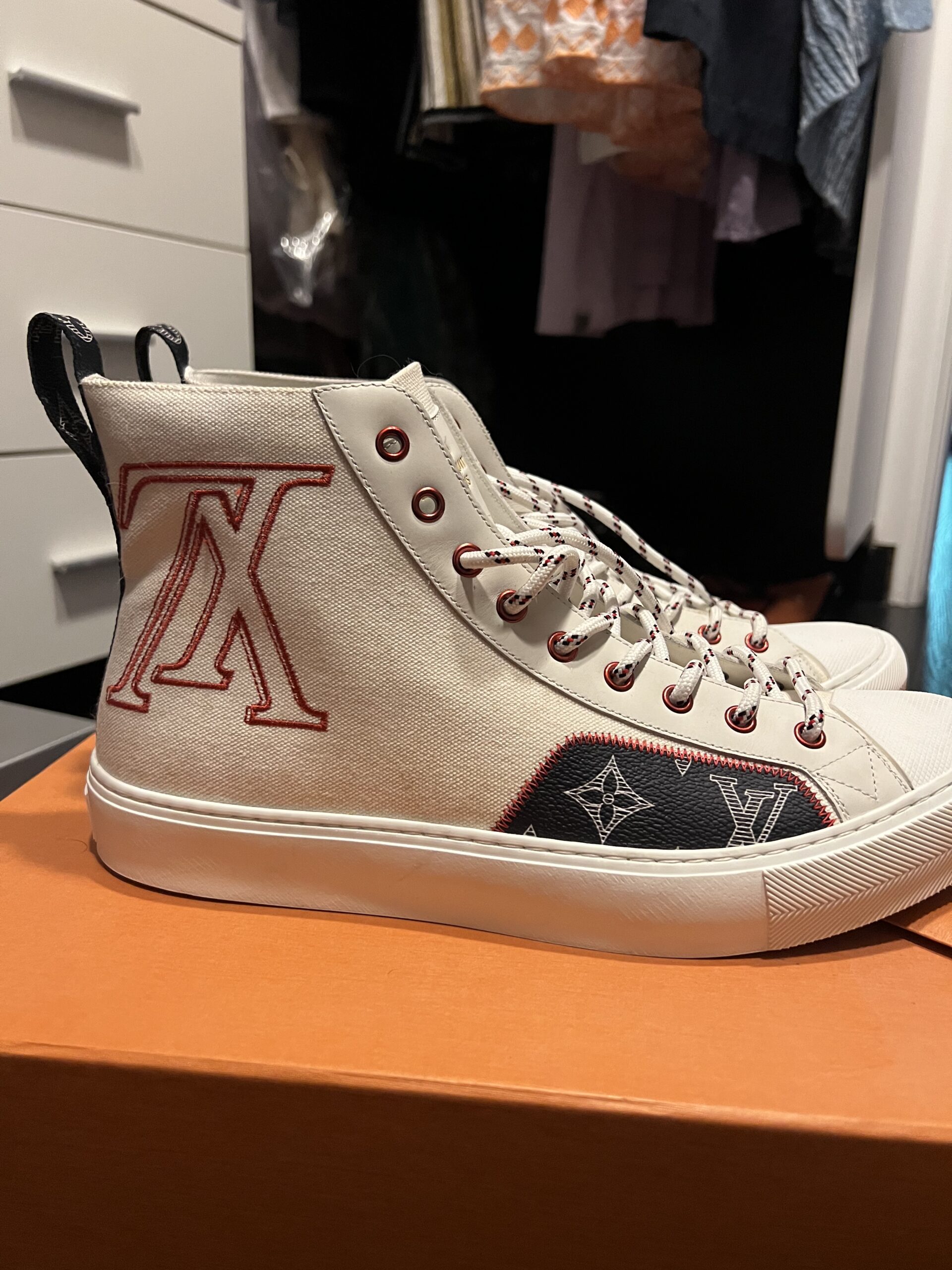 Louis Vuitton White Tattoo High Top Sneaker Boot - 11 – I MISS YOU VINTAGE