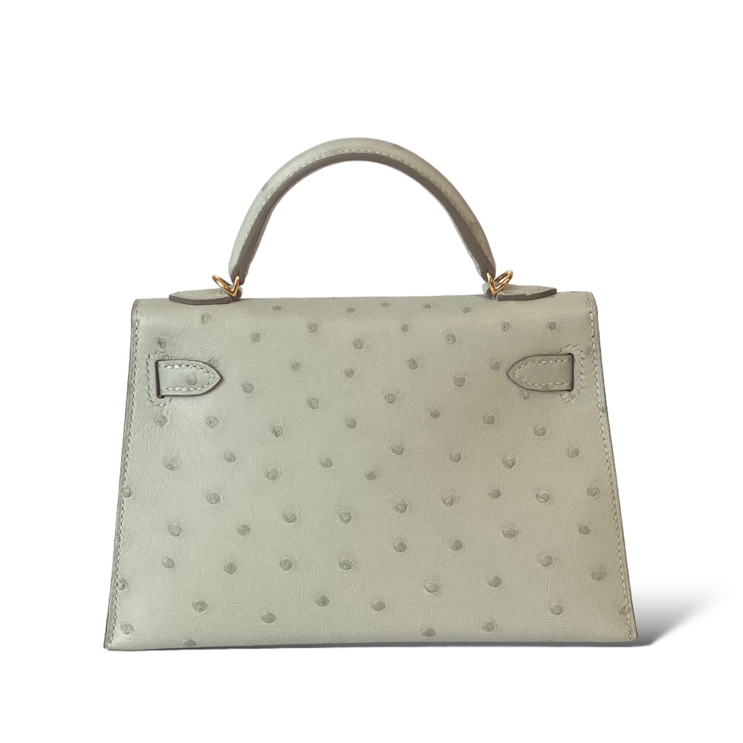 A GREEN OSTRICH 'KELLY' BAG