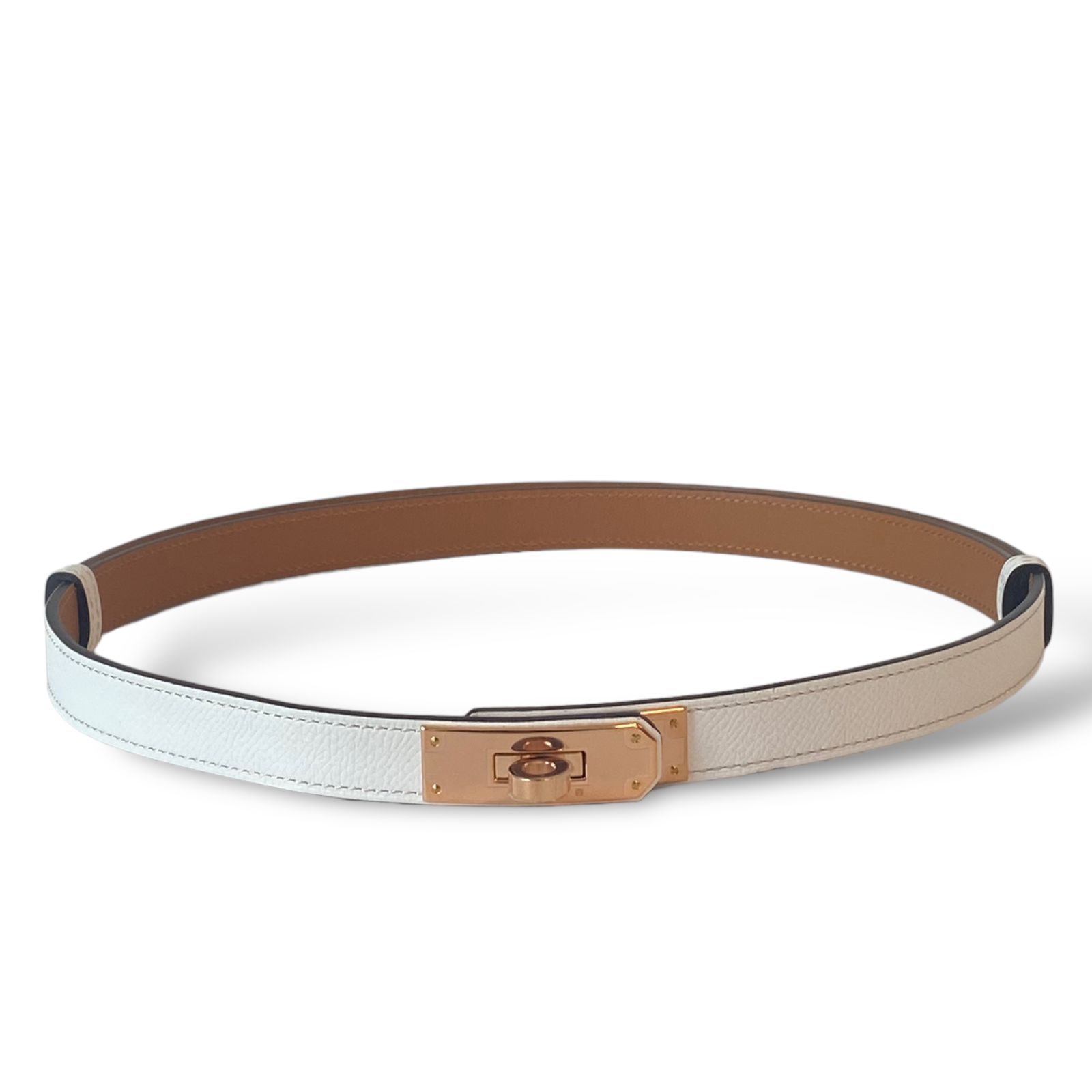 Hermes Kelly Belt White RGHW REC1174 – LuxuryPromise