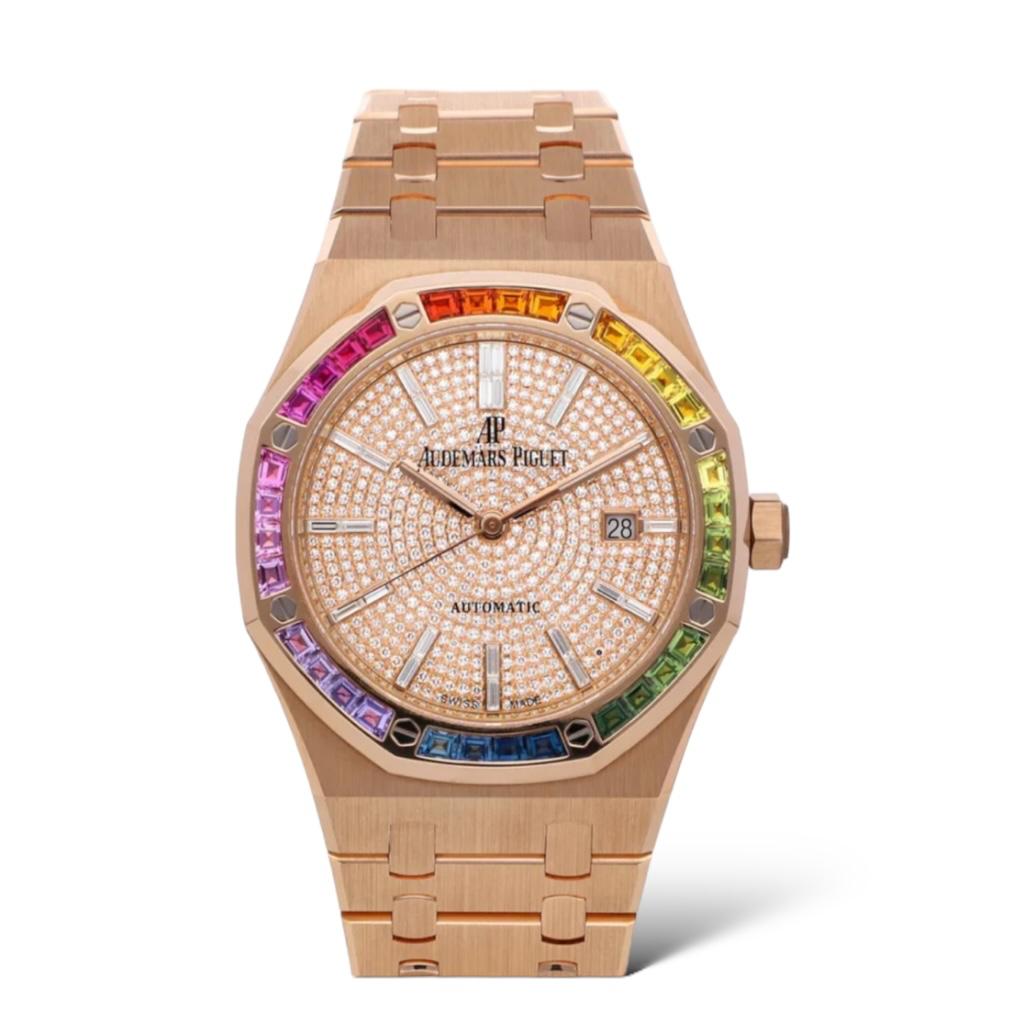 Audemars Piguet Royal Oak 41mm 15413OR.YY.1220OR.01 Rainbow Set Bezel ...